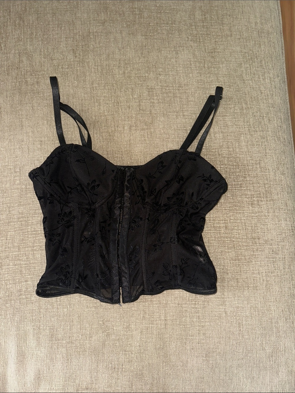 Black Embroidered Bustier Corset Top